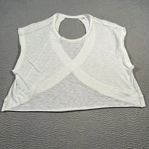 Maglietta Free People Movement My Time donna grande bianca ritagliata sul retro ritagliata - Foto 1 di 7