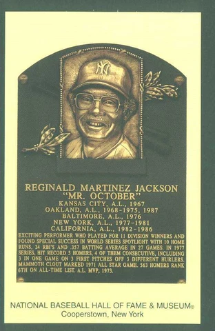Reggie Jackson Baseball Hall of Fame Postcard Plaque Cover