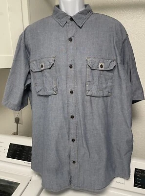 Bob Timberlake Blue Denim Look Short Sleeve Cotton Pockets XL Unique - Image 1 of 4