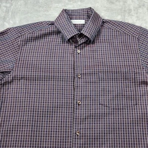 Ermenegildo Zegna Shirt Mens Large Button Up Brown Check Made in Italy - Picture 1 of 12