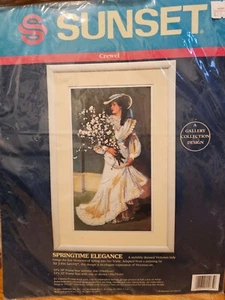 Sunset By Dimensions Springtime Elegance 11065 Crewel Kit Nuevo 1991 Boda Novia - Imagen 1 de 4
