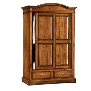 ARMADIO ANTE SCORREVOLI 2 CASSETTI ARTE POVERA CLASSICO NOCE SCURO cm122x59x200h - Photo 1 sur 12
