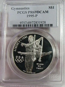 Deep Cameo Proof 1995-P Gymnastic Silver US Commem Dollar PCGS PR69DCAM. #19 - Picture 1 of 9