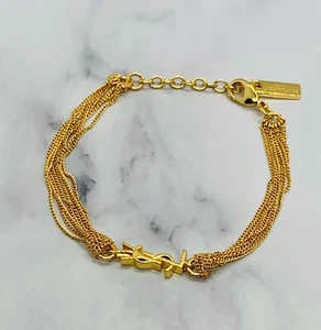 Auth YSL YVES SAINT LAURENT Monogram Chain Bracelet - Pre owned / LK4951 - Picture 1 of 5