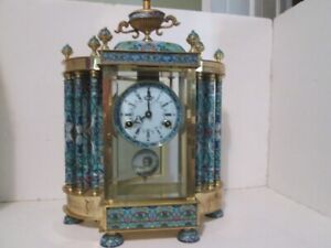 18 inch tall Cloisonne enamel mantle clock-complete except for key.