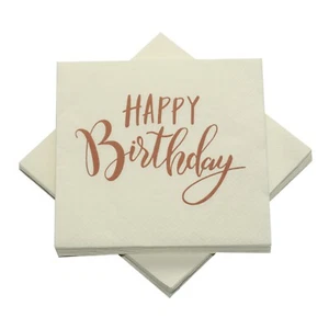 20 Servietten 'Happy Birthday' Creme & Kupfer - Partydeko Geburtstag - Bild 1 von 2