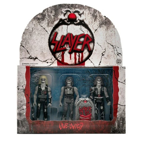 SLAYER Live Undead 3-Pack Reaction Figure Set Super7 Araya, Jeff Hanneman, King Cover