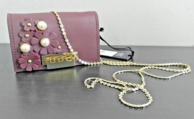 ZAC POSEN EARTHA CROSSBODY CARD CASE PEARLS FLOWERS CORDIAL w/Shoulder Chain NWT - Image 1 of 4