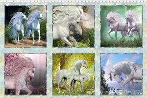 Unicorn Fantasy Horses Fabric 27" Panel Stunning! Jason Yenter In the Beginning - Picture 1 of 1