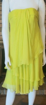 Vestido Pamella Roland Honeydew Seda Capas Sin Tirantes Nuevo con Etiquetas Talla 2 Foto 1 de 4