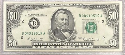 1969 New York $50 Dollar Bill Fr. 2114-B FRN B04919519A 50BL67 NICE FRESH BILL! - Image 1 of 2