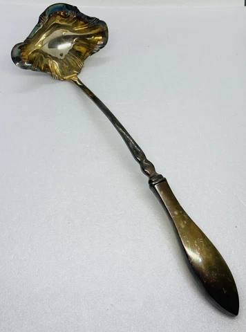 Antique 1800s Webster Sterling Silver Soup Ladle Sheffield England 14” Unique 30 Cover