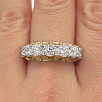 DADWANI 925 Sterling Silver Gold Plated Swarovski Crystal Ring Size 9.25 - Image 1 of 4