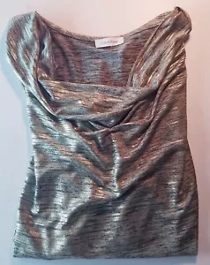 Calvin Klein Women's Black & Gold Sleeveless Cowl Neck Blouse - Picture 1 of 6