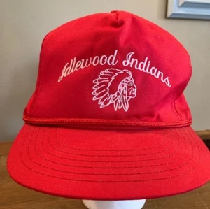 VTG Idlewood Indians Red Mens USA-Made Paramount Trucker Baseball Cap Hat Rope - Picture 1 of 6