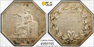 (1845-60) France Notaries Of Joigny Jeton PCGS MS62 Lot#G7739 Silver! Nice UNC! - Picture 1 of 4