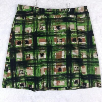 Falda vaina para mujer Lane Bryant estampado abstracto a cuadros verde multicolor plisada 18 Foto 1 de 4