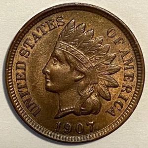 Uncirculated 1907 Philadelphia Mint Indian Head Cent - Picture 1 of 4