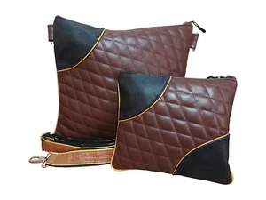 Real Cowhide Leather Water Proof Red and Black Tallit & Tefillin Bag Set of 2 - Picture 1 of 2