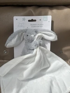 TJM Grey / White Bunny Comforter Soft Toy Rabbit Blankie DOUDOU Blanket - Picture 1 of 2