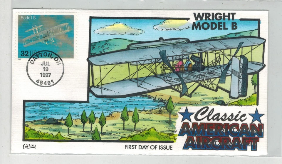 COLLINS HANDPAINTED CLASSIC AMERICAN AIRCRAFT AIRPLANES AVIATION WRIGHT MODEL B - Image 1 of 1