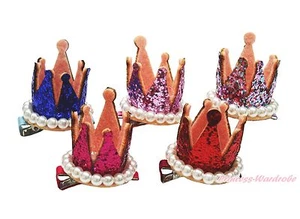 Bling Sparkle Glitter Pearl Princess Crown Baby Girl Party Hair Accessory Clip - Bild 1 von 6