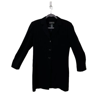 Liz Claiborne Collection Blazer Women Size 8 90s Retro Three Button Black Career - Image 1 of 4