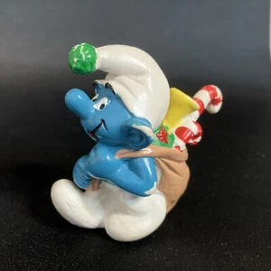 Peyo Smurfs Christmas Gift Sack of Presents Smurf Ornament Figure Vintage 1981 - Bild 1 von 6