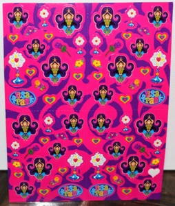 VINTAGE LISA FRANK STICKER SHEET GENIE BOTTLES HEARTS FLOWERS & LOGO STICKERS! - Bild 1 von 3