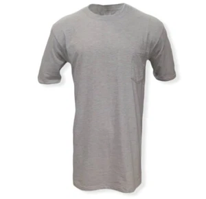 Vintage Men's Selvedge Pocket T-Shirt Gray LT Single Stitch USA Cotton NOS - Picture 1 of 5