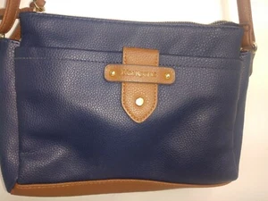 Kim Rogers Crossbody Navy Blue & Brown Pebble Purse Great 108833 - Picture 1 of 9