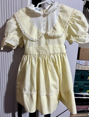 Vestido Vintage Niñas Talla 4-5 Amarillo Claro A Cari Clásico Foto 1 de 4
