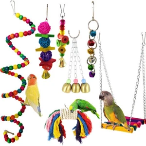 Pack von 7 Nymphensittich Spielzeug Vogel Käfig Zubehör Vogel Barsch 1 - Bild 1 von 12