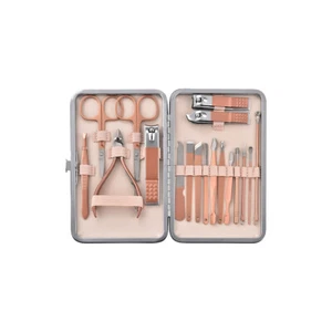 Juego de Manicura 18 en 1 Acero Inoxidable Kit de Pedicura Profesional Estuche de Cuero para Uñas - Imagen 1 de 6
