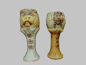 Robert Weiss Original Folk Art Artisan Stoneware Pottery King Chalice Goblet set - Picture 1 of 12