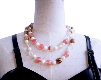 44" factado cuarzo rosa redondo concha cuerda collar joyería suministro Foto 1 de 4