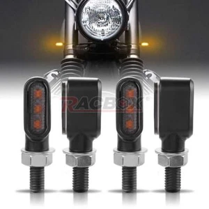 4pcs Motorcycle LED Mini Turn Signals Amber Light Blinker For Bobber Cafe Racer - Picture 1 of 11