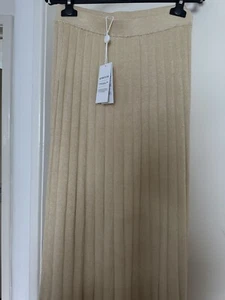 Michael Kors ladies Medium cream Metallic champagne gold ribbed Skirt BN! - Picture 1 of 10