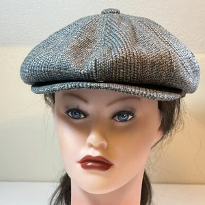 Gorra plana resistente a la intemperie Newsboy Cabbie negra/gris/azul a cuadros talla L 8 panel - Imagen 1 de 7