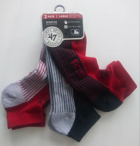 Chicago White Sox 3 Pair '47 Brand Batterman Ankle Socks Size Mens Large 9 - 12 Cover