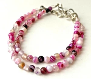 LOT de 2 BRACELETS en pierre ROSE argent 925 NEUF ! - Imagen 1 de 12
