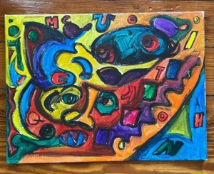 ME U Abstracto 16x12 Arte Exterior Contemporáneo Lienzo Pintura Amanda Renault - Imagen 1 de 5