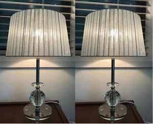 PAIR of NEW Bedside Table LAMPS with CRYSTALS on STEM - Picture 1 of 7