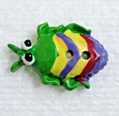 JHB Green Insect Button 23mm 2 Hole Novelty 3D June Bug Beetle Sewing Art Crafts - Image 1 of 4