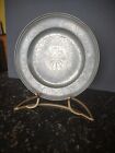 Antique Pewter Charger 14? Plate Maker Mark Initials HGH Fox Wriggle AFD 1718