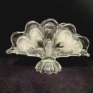 Vintage Bohemia Glass  Fan Shape Pedestal Napkin Holder Cut Glass Czech Republic - Picture 1 of 12