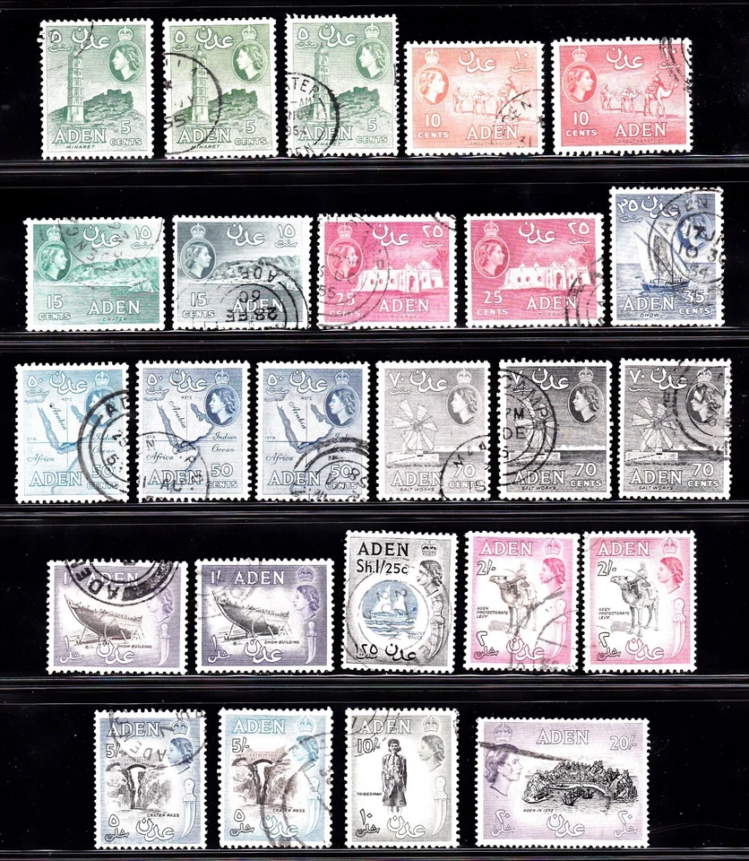 ADEN #48-61A USADO REINA ISABEL II DEFINITIVO CON VARIEDADES FALTANTES #59 Y 61 Foto 1 de 1