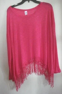 Ladies Plus Knit Top Bongo Pink With Fringe Size 3X - Picture 1 of 1