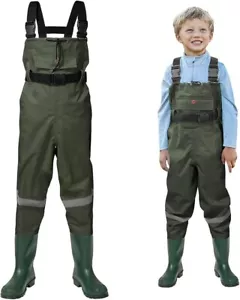 Stivali HISEA Bambini Pettorina Waders Nylon 2 Strati PVC Pesca Caccia BigKid 7 - Foto 1 di 7