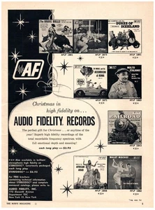 PRINT AD, 1958 Audio Fidelity Records 50's Christmas in High Fidelity Dixieland - Picture 1 of 1